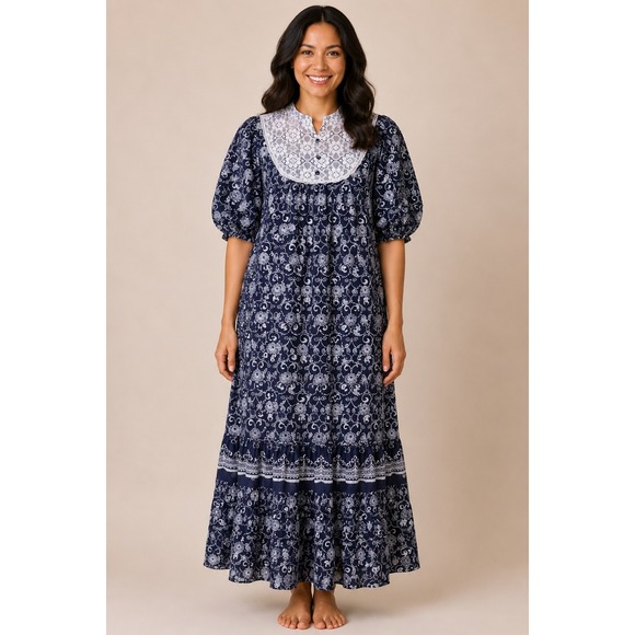 Holo Holo Dresses & Skirts - Holo Holo Hawaii Muumuu Dress Vintage Boho Cottagecore Blue Floral Cotton 16